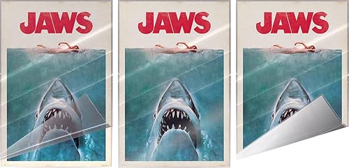 Miniatura 3 de Jaws, póster de película (estilo regular, retro, vintage, tamaño: 24 x 36 pulgadas) (póster laminado y tiras) Tiras laminadas para póster y