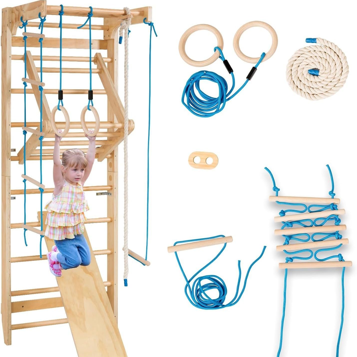 Klettergerüst, Turnwand, Gym Sport-2-240 Indoor Sportgerät für Kinder, Kletterwand, Holz, Turnwand, Sprossenwand