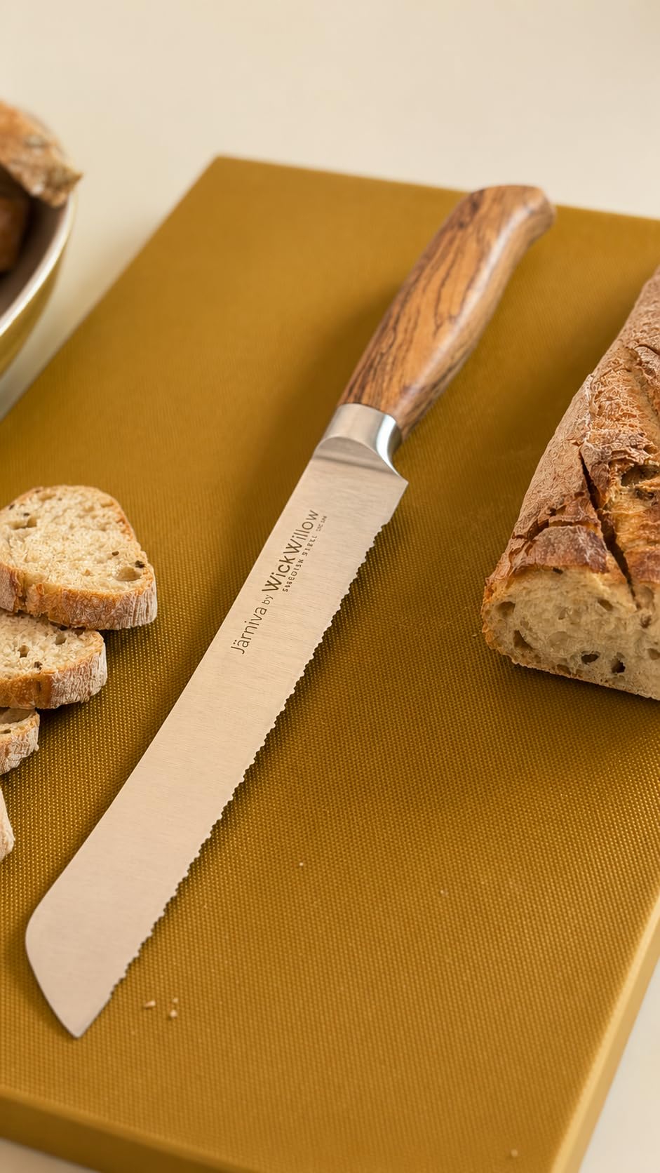 WICKWILLOW Bread Knife - Swedish Steel & Olive Wood -3 WICKWILLOW Bread Knife - Swedish Steel & Olive Wood -3
