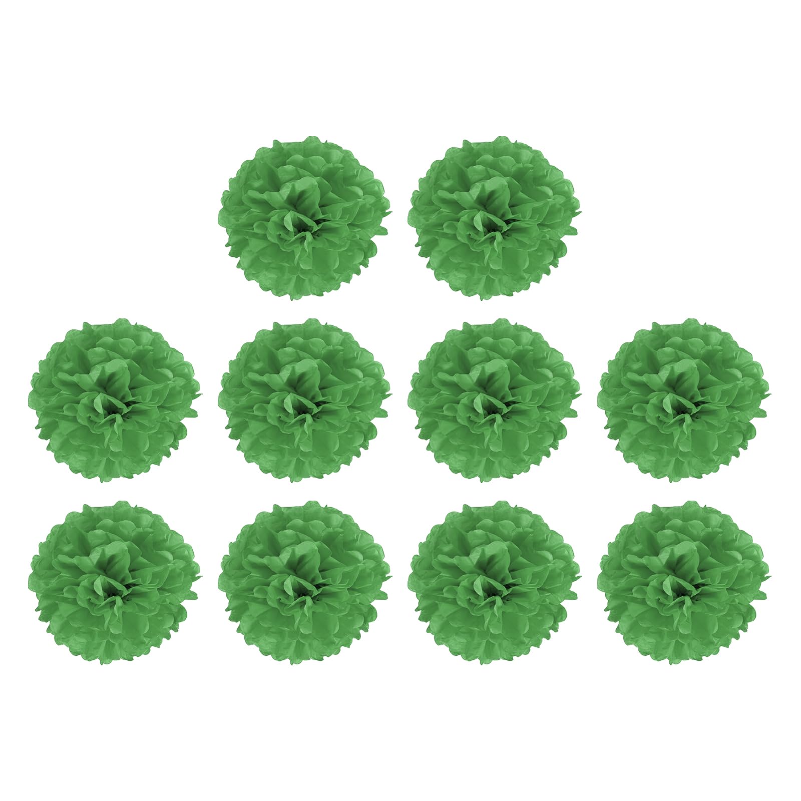 Lot De 10 Pompons En Papier De Soie Diamètre 15 Cm - Décoration Vert Foncé Pour Fête Et Mariage - 11