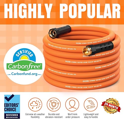 Miniatura 3 de Manguera de jardín de 50 pies x 58 pulgadas, manguera de agua flexible no expansible, resistente a las torceduras, manguera híbrida ligera, manguera