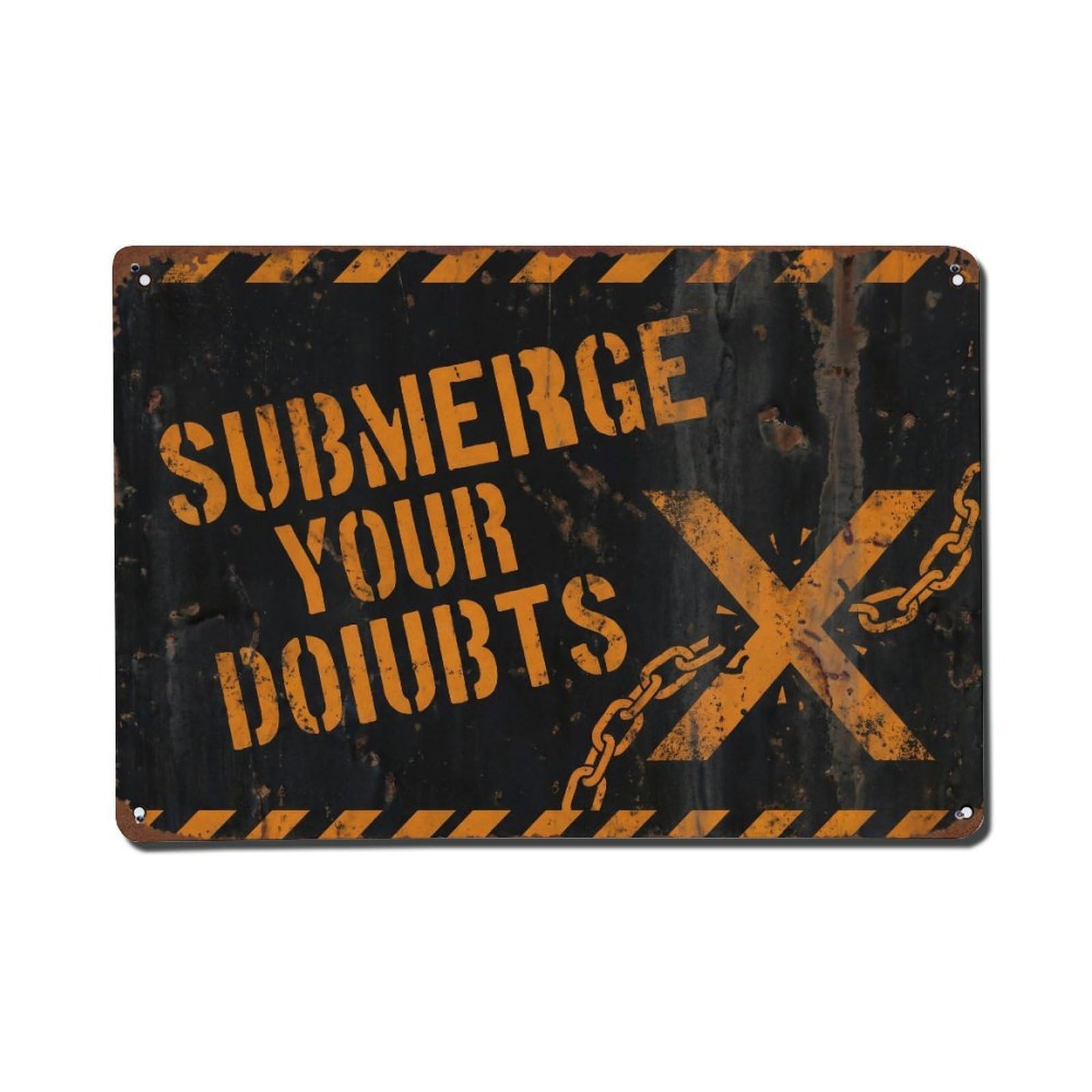 Submerge Your Doubts Overcome Retro Motivational Slogans Vintage Metal Tin Sign Wall Decor for Cafe, Club, Garden Metal Poster 8x12Inch