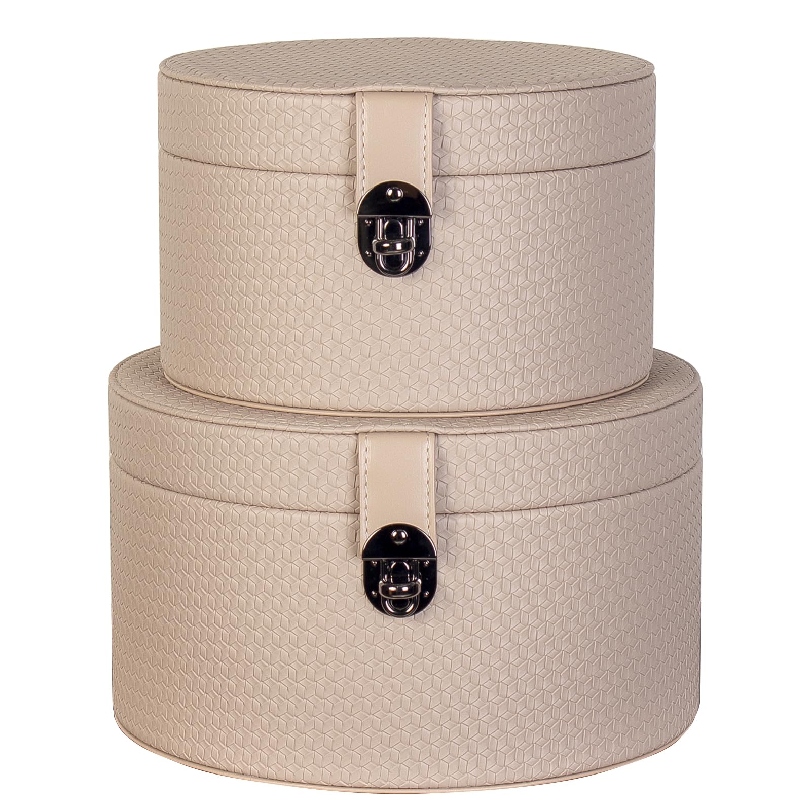 Photo 1 of ELPMD Set of 2 Round Leather Decorative Boxes
