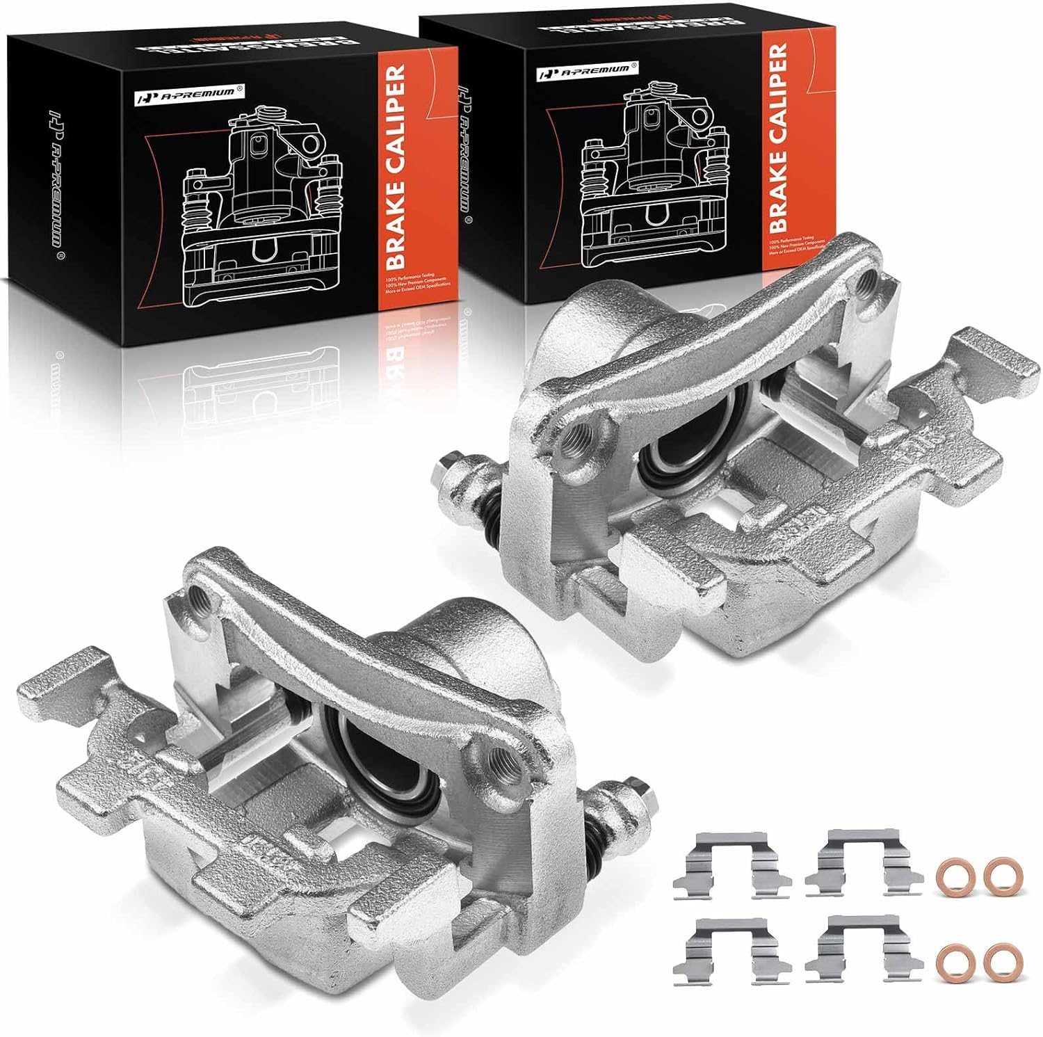 A-Premium Disc Brake Caliper Assembly with Bracket Compatible with Select Infiniti Models - G35 2007-2008, G37 2009, Fit the model with 308mm Rear Disc & 320mm Front Disc - Rear Driver and Passenger
