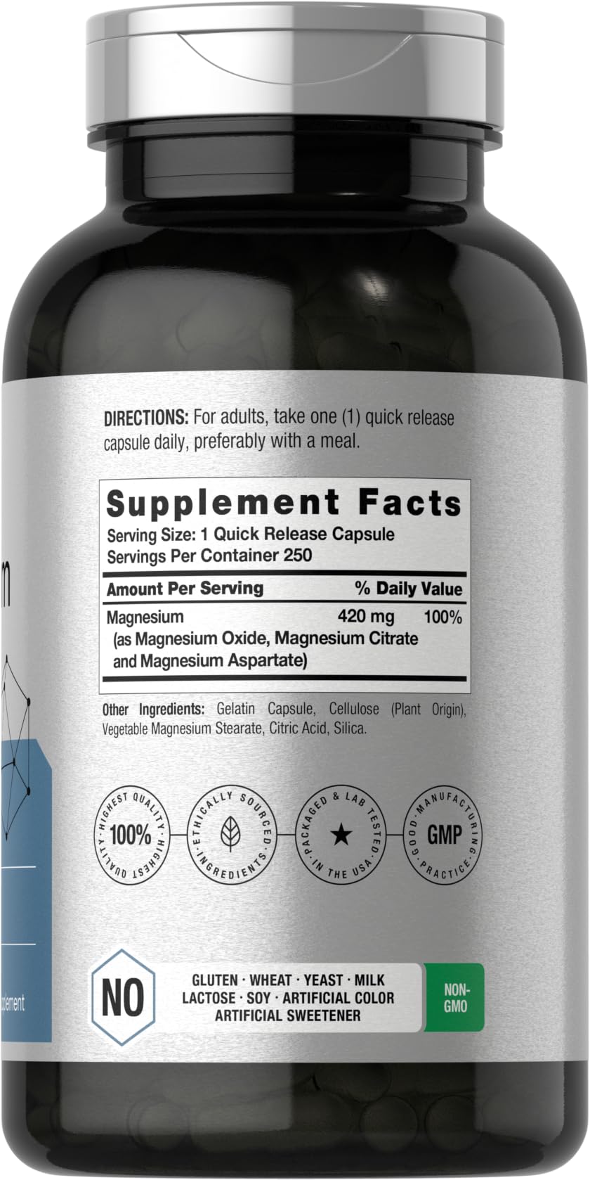 Horbaach Magnesium Complex 420 mg | 250 Capsules — Amazon image 2