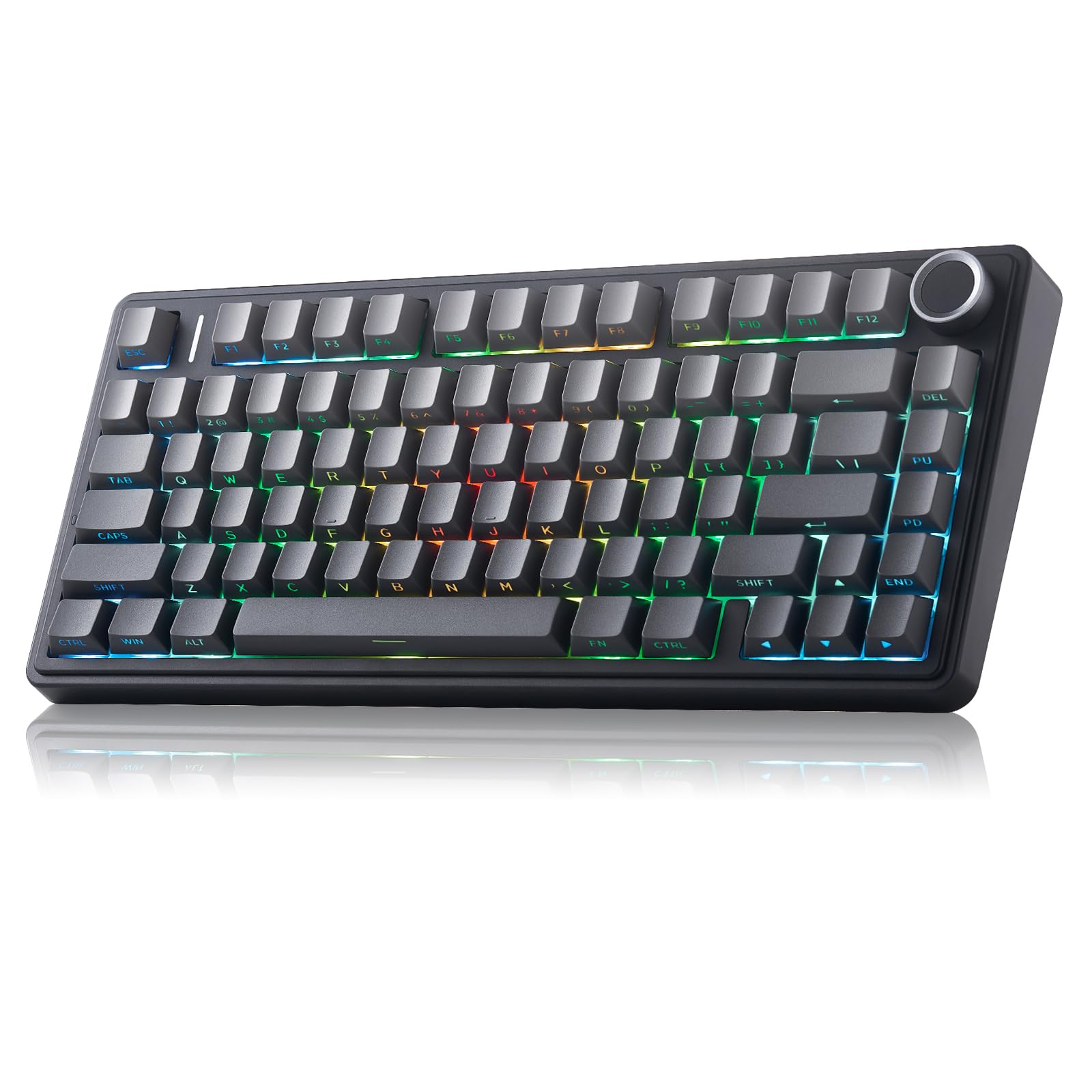 x Aula F75 Pro Wireless Gaming Keyboard,75% Gasket Hot Swappable Custom Keyboard with Knob,RGB Backlit,Souding Reaper Switches Side Printed PBT Keycaps BT5.0/2.4GHz/USB-C Keyboards (Gradient Grey)