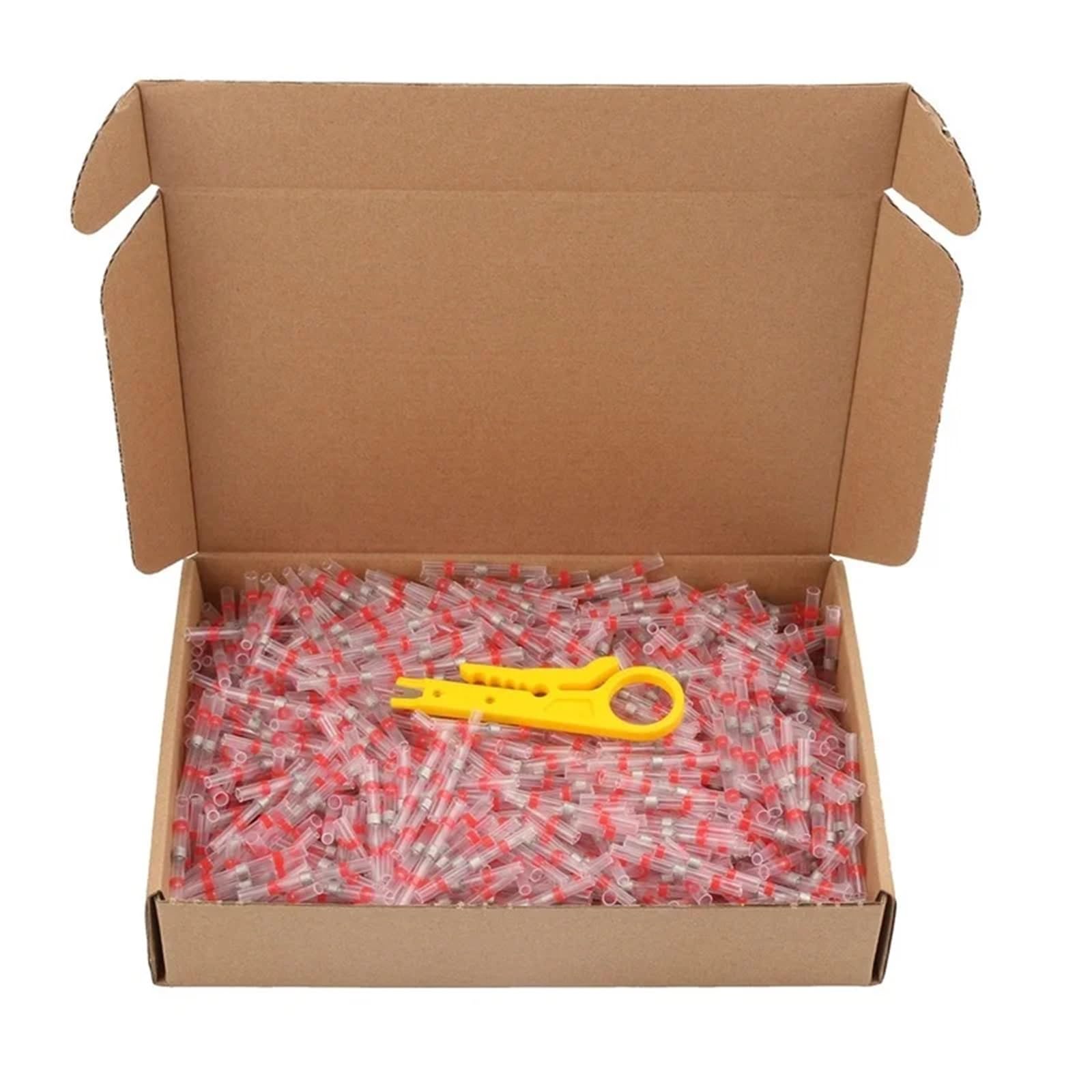Terminales termorretráctiles de 100 a 5000 piezas, con aislamiento manguito soldadura, empalmes eléctricos a tope, conectores cable impermeables para cables(Yellow AWG 12-10,2000PCS)