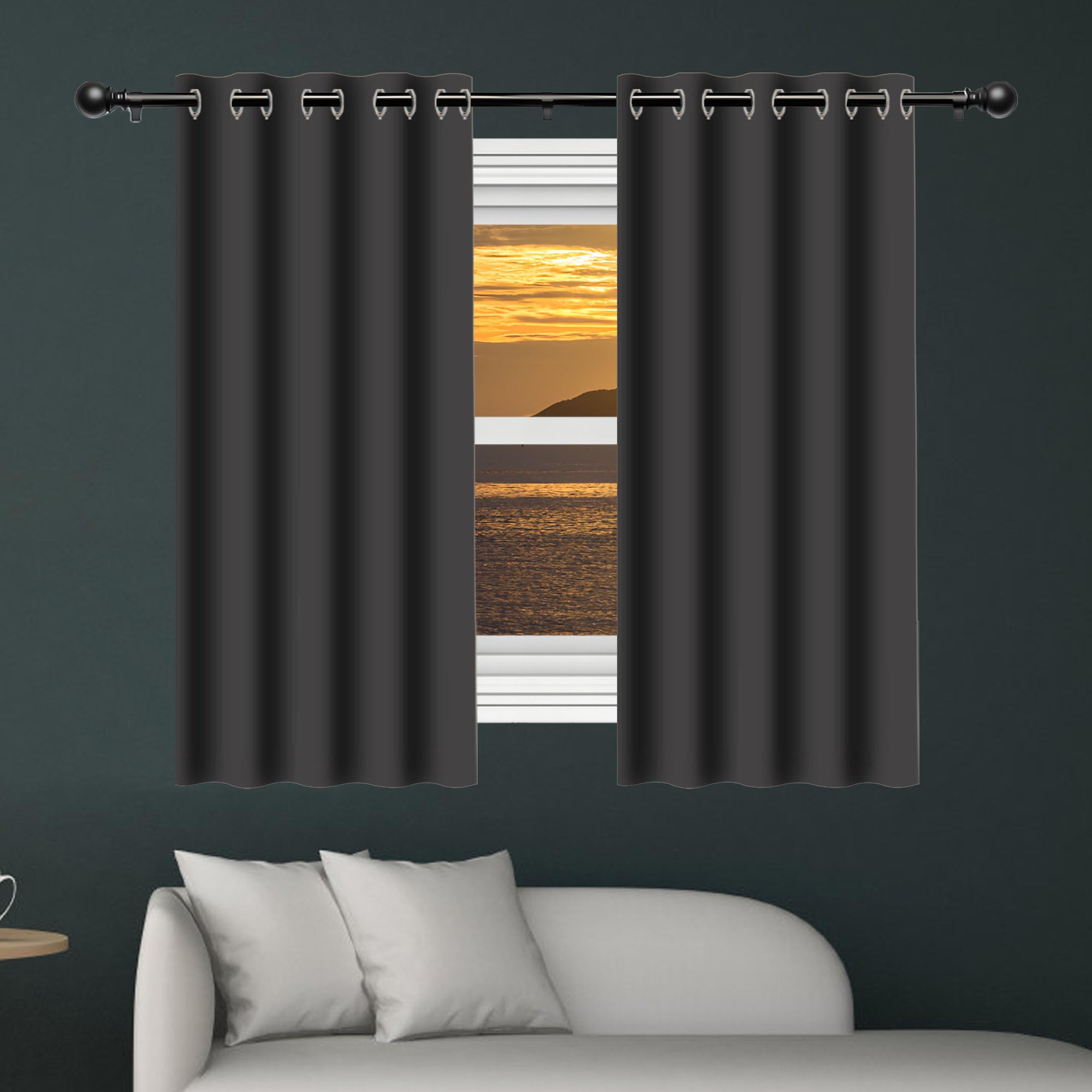 Rideau occultant 196 x 185 cm gris foncé isolant thermique pour maison