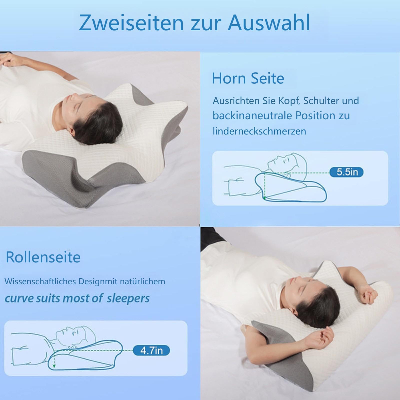 Donubiiu Nackenkissen Memory Foam - Ergonomisches Kissen Für Seiten-, Rücken- & Bauchschläfer