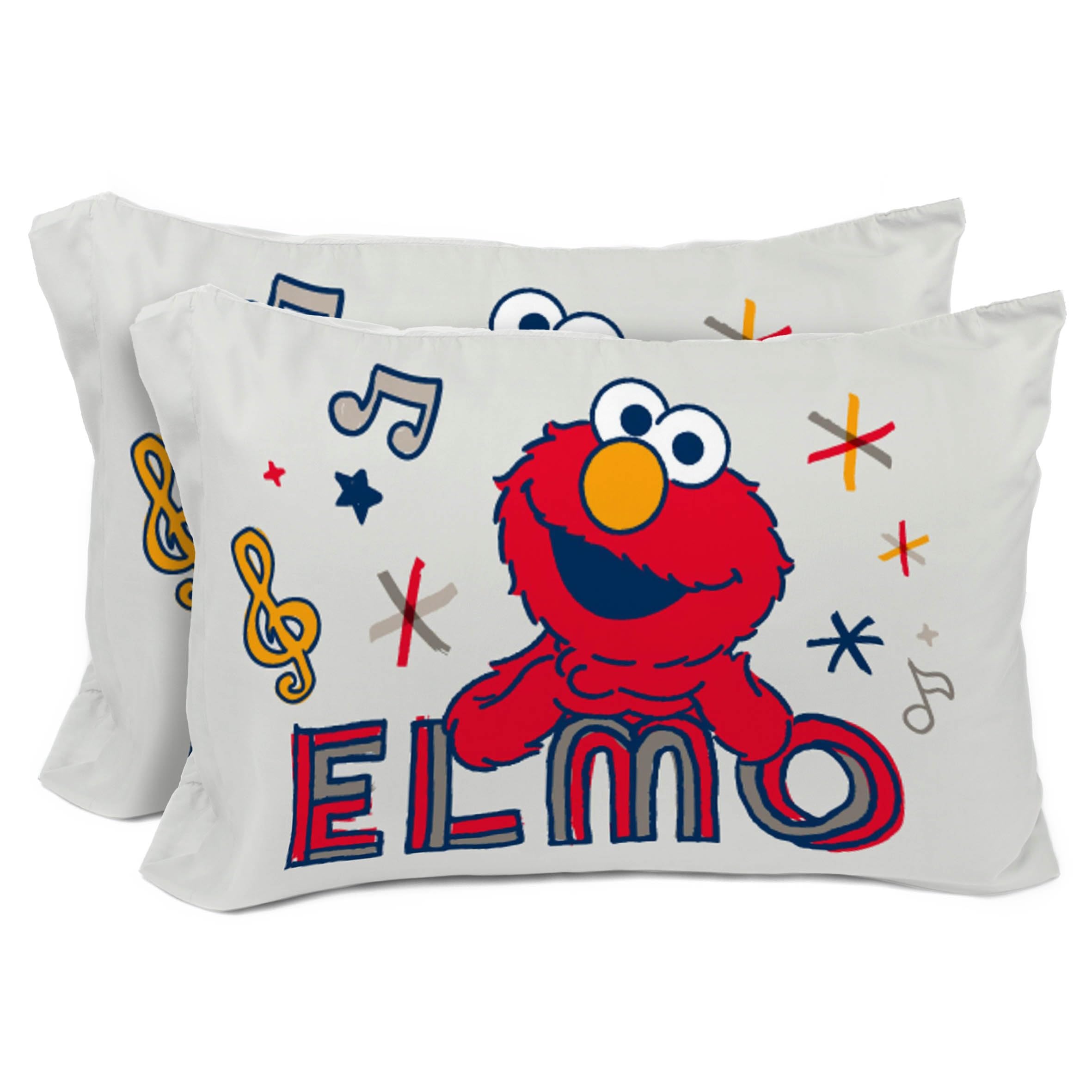 Sesame Street 2 Pack Reversible Pillowcases - Double Sided Pillow Covers, Kids Super Soft Elmo and Cookie Monster Bedding