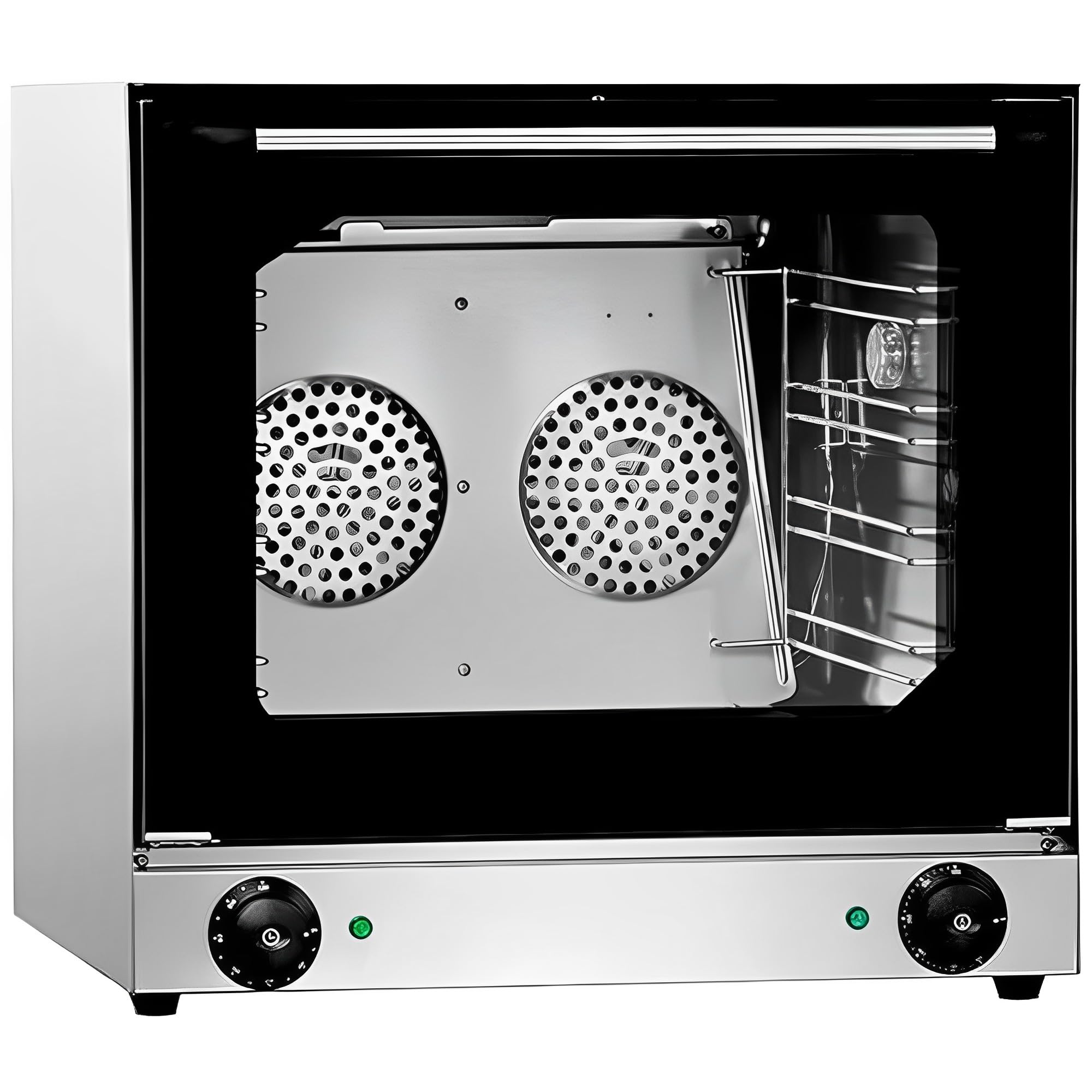 MBH - Horno de pan eléctrico profesional 4 bandejas 435x315 mm para hostelería. Horno industrial de doble turbinas para panadería y pastelería.