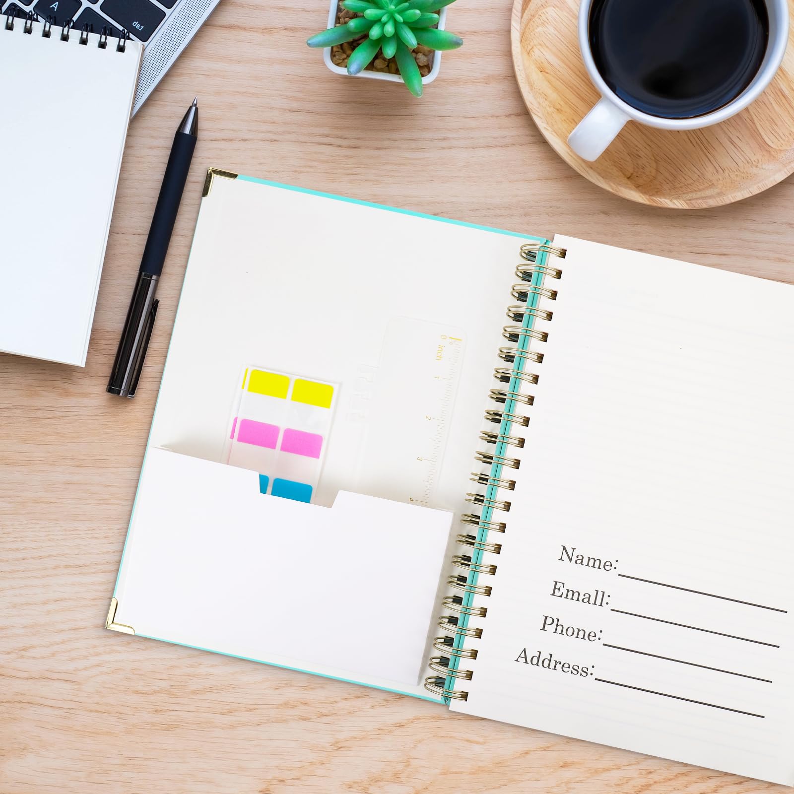 JIANTA Notatnik A4 w linie, A4 Blok na kółkach z linią – 320 stron, Bullet Journal 100GSM, 5 przegródek, twarda okładka niebieska, notes uniwersytecki w linię do biura, szkoły, uniwersytetu, pracy