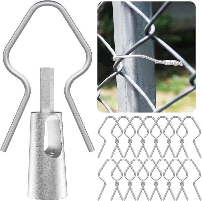200 Pcs T Post Clips Kit, Metal Wire Fence Clip & 1 Drill Chuck, Galvanized Steel Tie Preformed T-Post Fence Clips 11 Gauge Fence Ties Fast Installation Farm Garden&Livestock Fencing T/U-Posts(Silver)