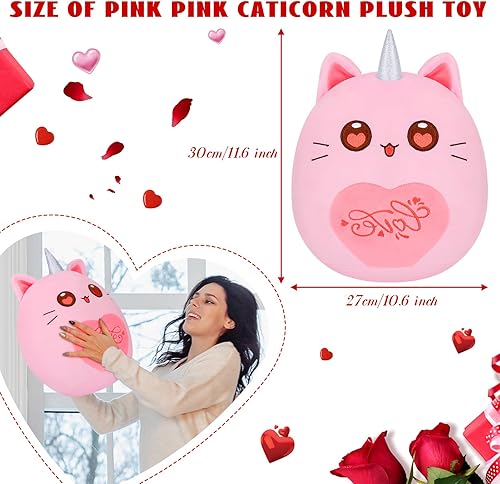 Miniatura 2 de Auspicious beginning Juguetes de peluche de gato de unicornio de 11 pulgadas, peluche de gato rosa, lindo juguete de peluche de gato, peluche