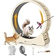 DWVO 43in Cat Exercise Wheel for Indoor Cats with Locking Mechanism, Natural Solid Wood Sturdy Cat Treadmill Wheel with Detachable Carpet, Suitable for Most Cats