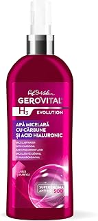 Gerovital EVOLUTION Micellar Water with Hyaluronic Acid and Charcoal, Skin Cleanser and Toner, Hydrating Makeup Remover for All Skin Types, 150 ml