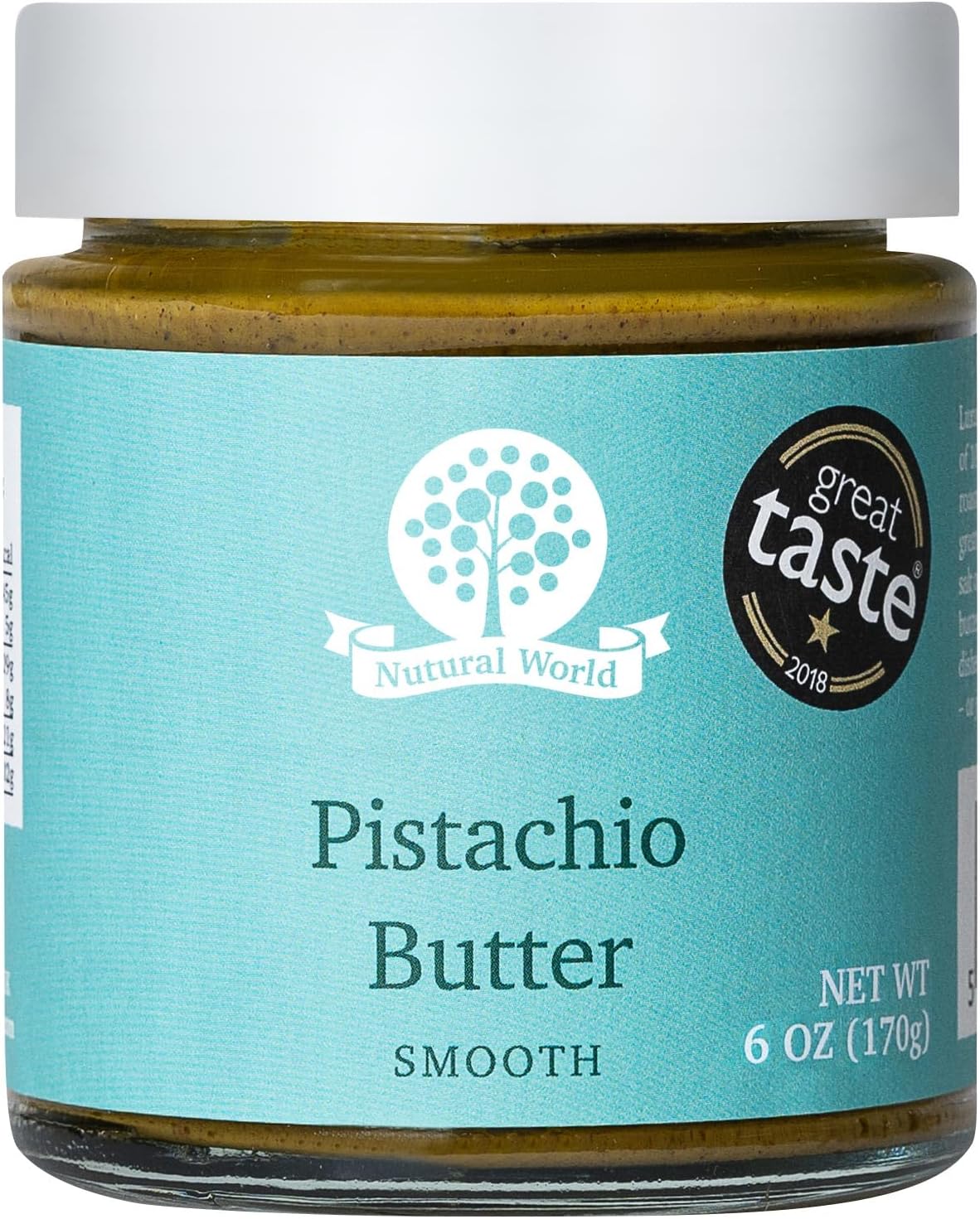 Nutural World - Smooth Pistachio butter 6 Oz (170g) - 100% pure single ingredient - Great Taste Award winner