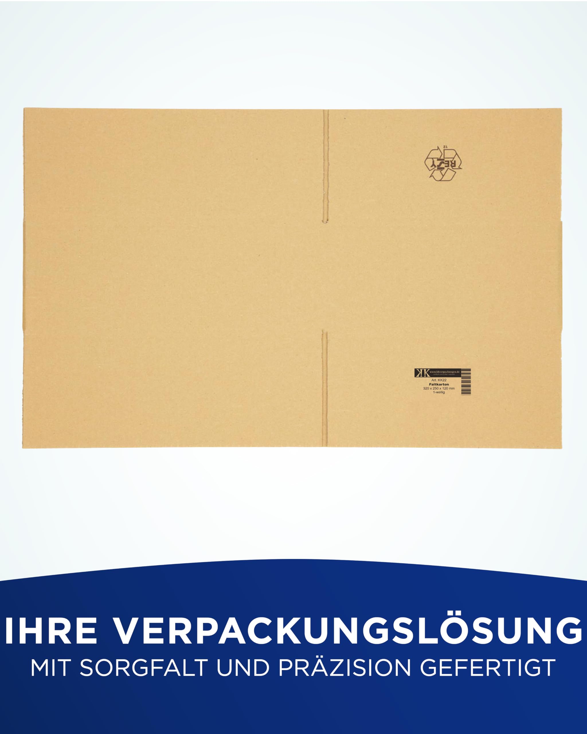 KK Verpackungen Versandkartons 320 x 250 x 120 mm Braun 1-wellig (Außenmaß 325 x 258 x 126 mm) | 100 Stück, Faltkartons Kartons für Versand als DHL Päckchen M DPD Hermes GLS Paketklasse S (KK22)
