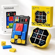 GiiKER Super Slide and Tic Tac Toe Bolt Bundle, 2 Handheld Brain Teaser Games for Kids Ages 6+, STEM Puzzle Toys for Travel, Road Trips, Family Game Night, Birthday Gifts for Boys Girls Teens