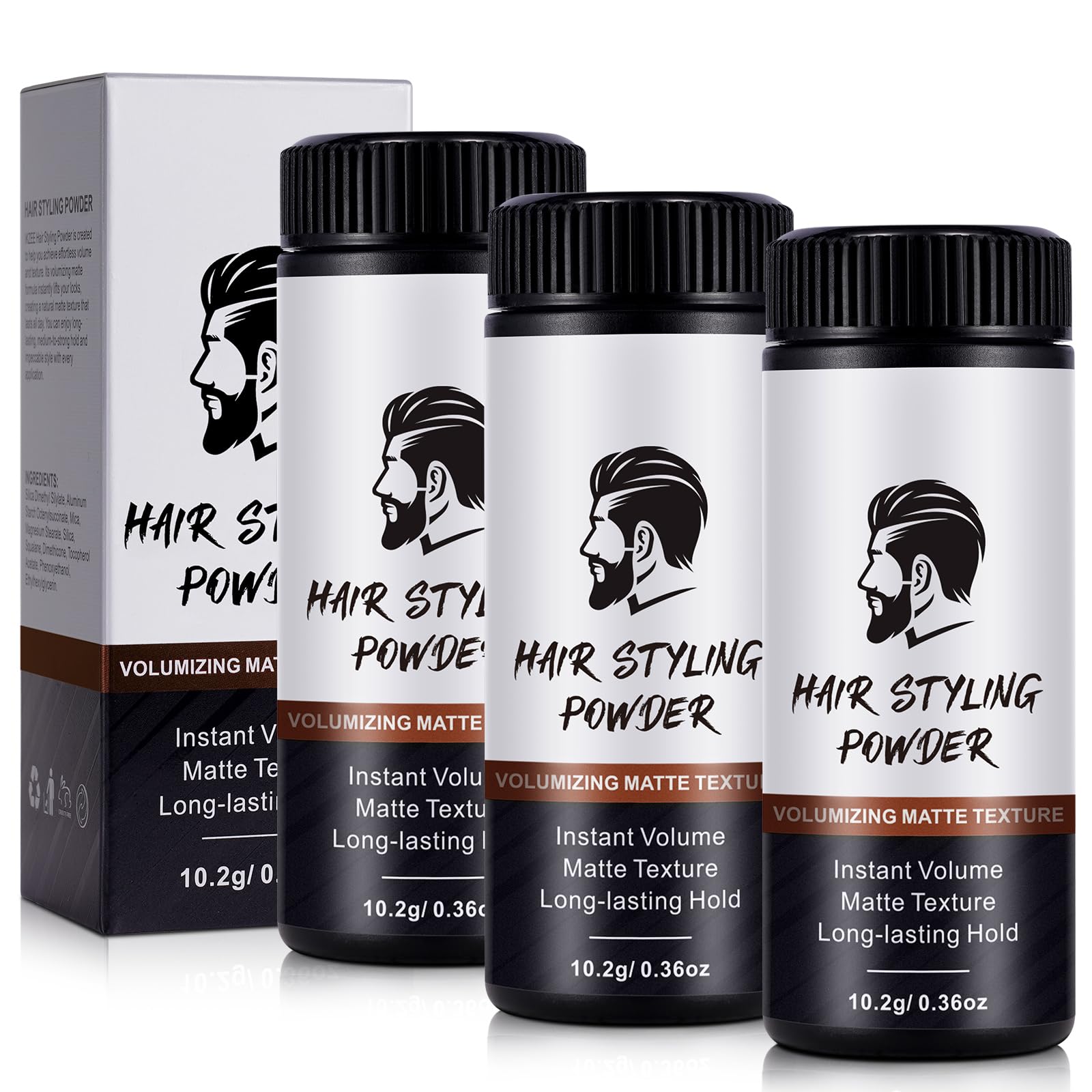 3 Pack Hair Styling Powder for Men & Women, Hair Texturizing Powders, Volumizing Powder for Hair Long-lasting Hold