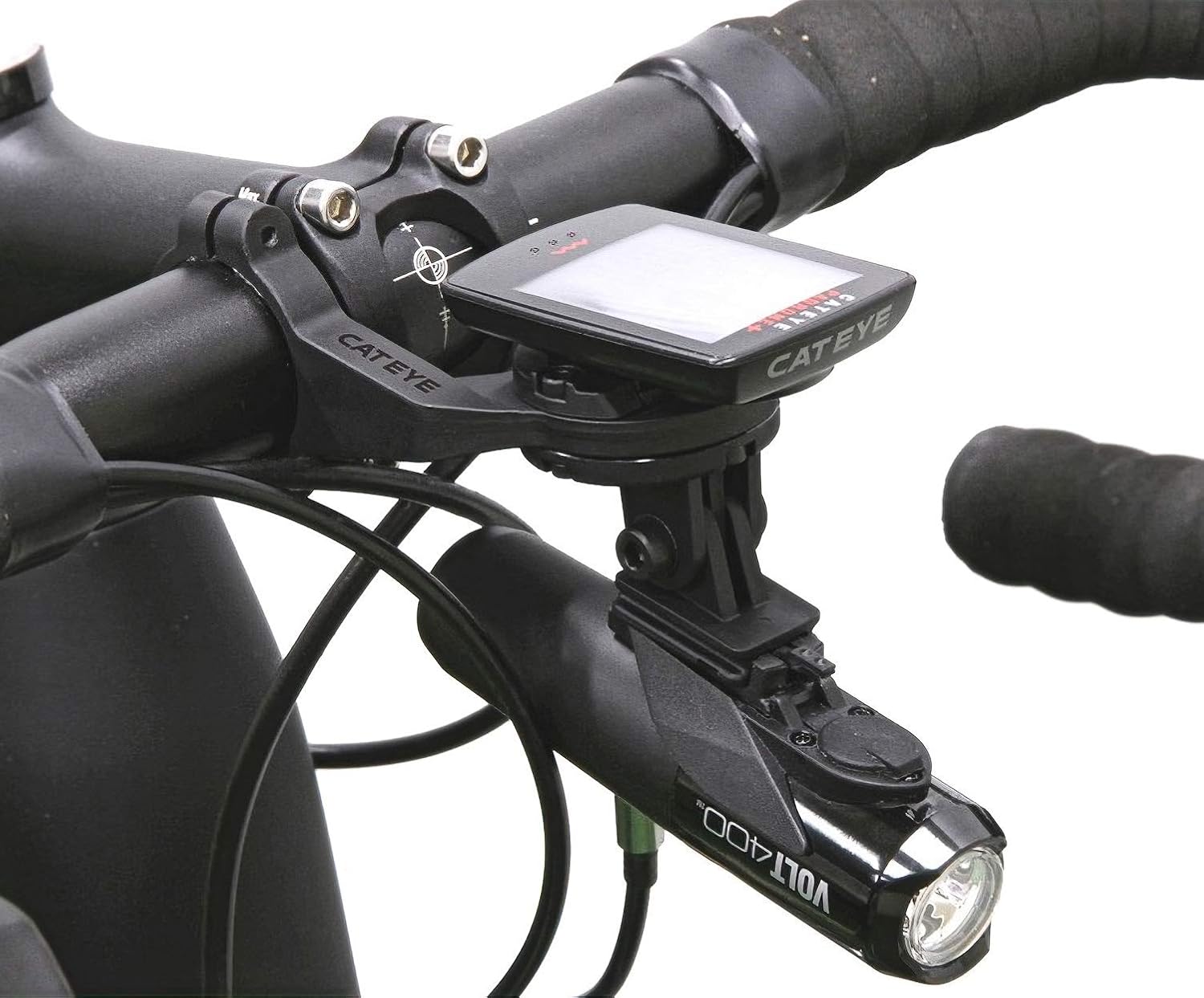 CATEYE OF-200 bracket mounted on bike with computer and headlight
