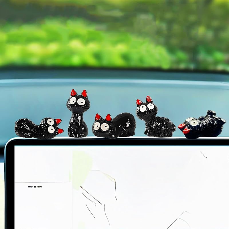 Enfeite de Gatos para Painel e Console do Carro Motaney – 5 Gatos Pretos