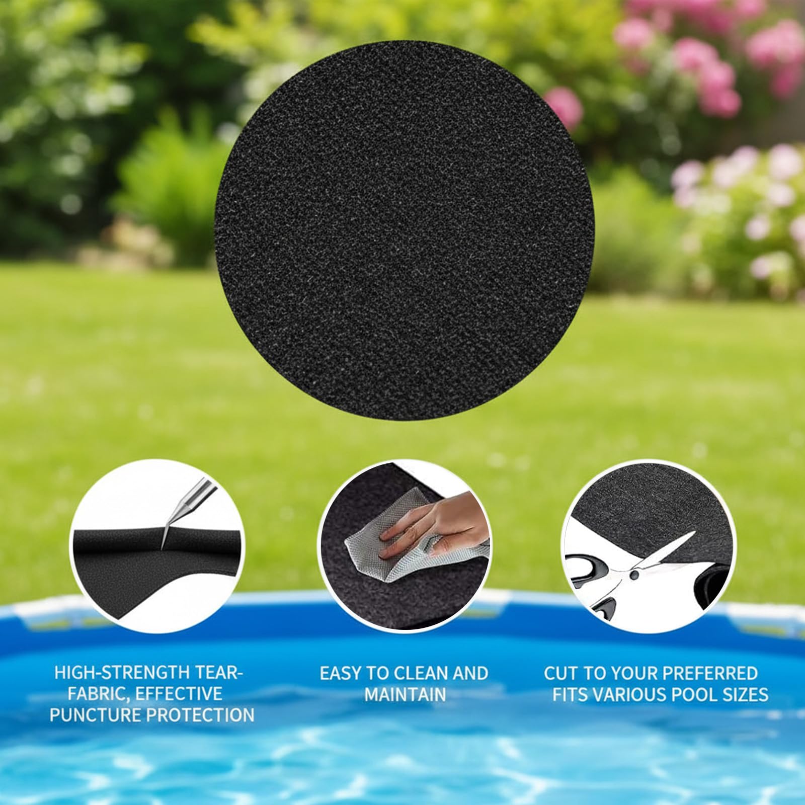 Base redonda para piscina, resistente lona de suelo para piscinas desmontables y jacuzzis, protección de suelo para exteriores para prolongar el revestimiento de la piscina, protección de suelo