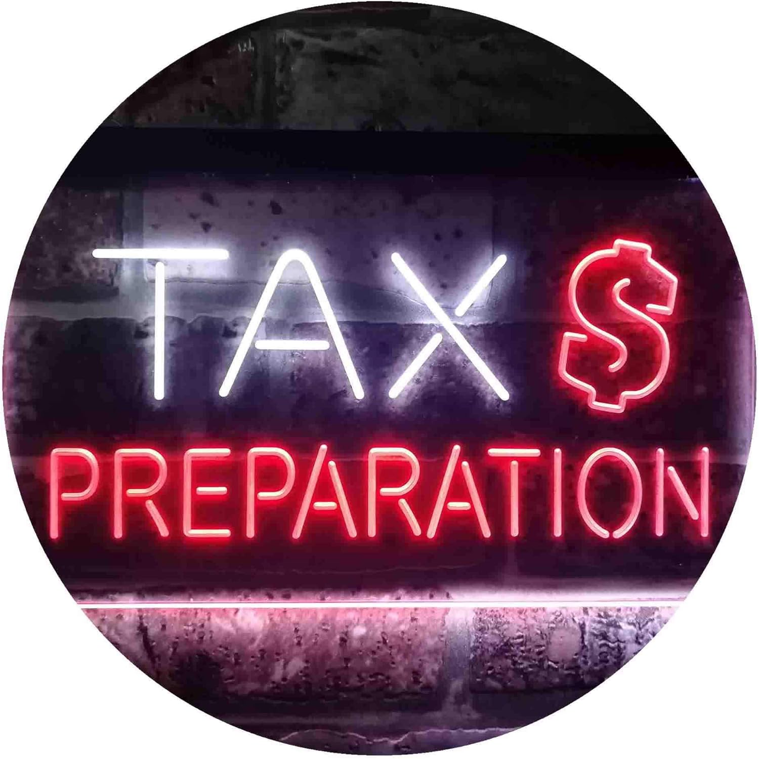 ADVPRO Tax Preparation Display Dual Color LED Neon Sign White & Red 12" x 8.5" st6s32-i3502-wr