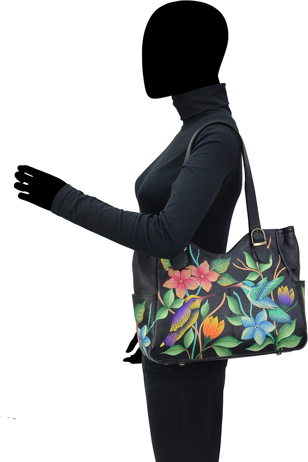 Anna by Anuschka Women's Genuine Leather Shoulder Bag - Hand Painted Original Artwork Exterior - Image 5