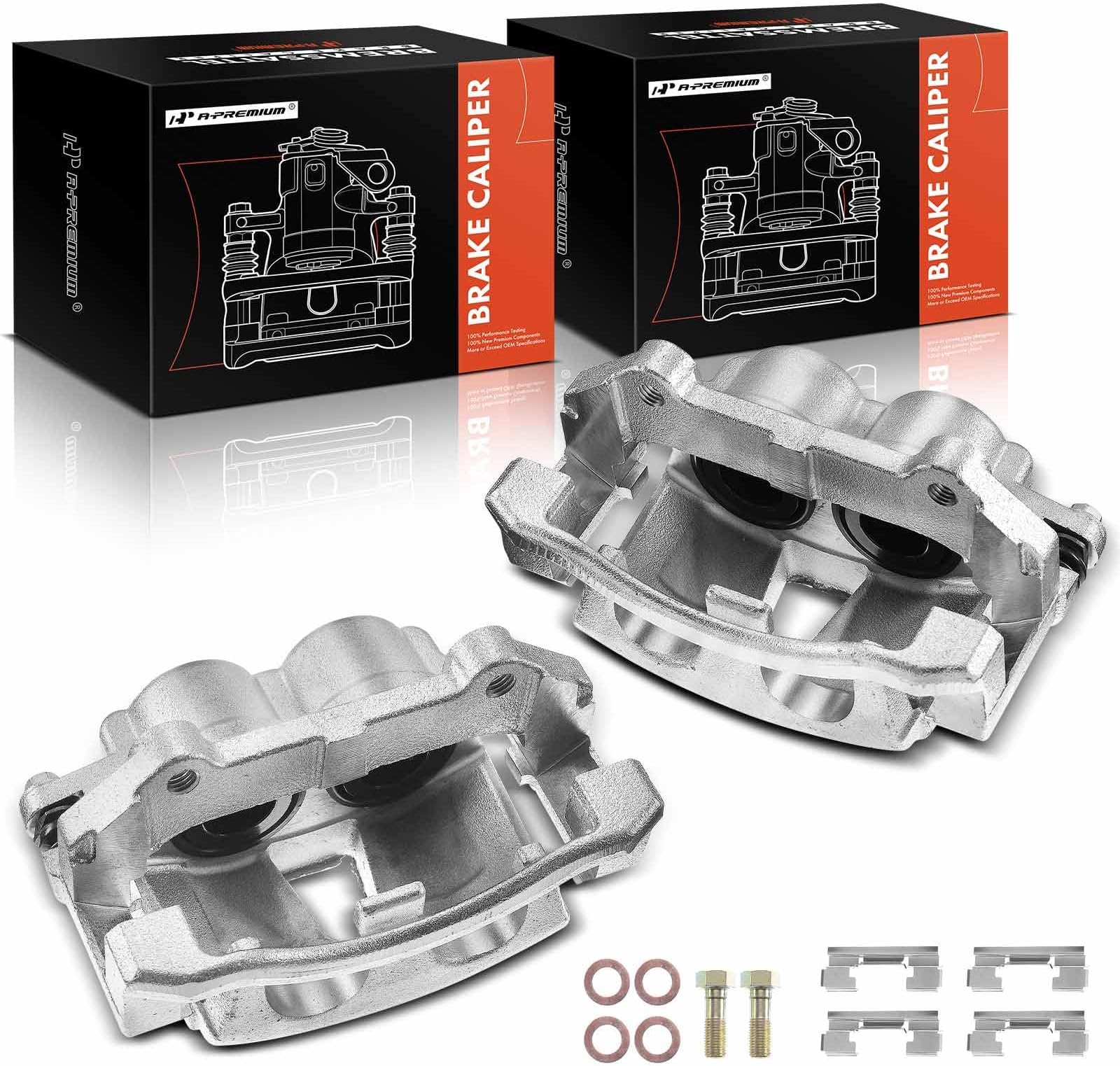 A-Premium Disc Brake Caliper Assembly with Bracket Replacement for Jeep Commander XK Grand Cherokee WK 2005-2010 Front Left and Right 2-PC