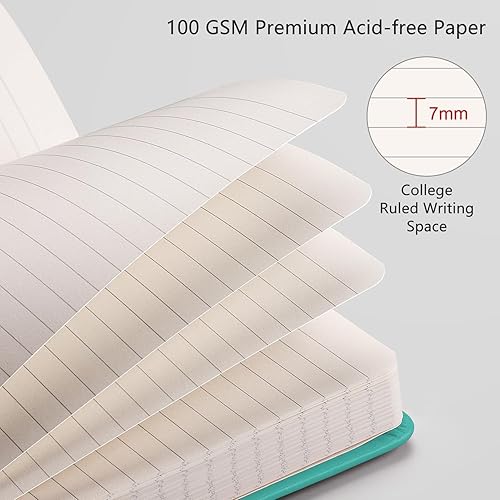 Miniatura 3 de RETTACY Cuaderno grande A4 con 320 páginas, cuaderno rayado grande para trabajar con papel rayado de 100GSM, piel sintética, tapa blanda, bolsillo