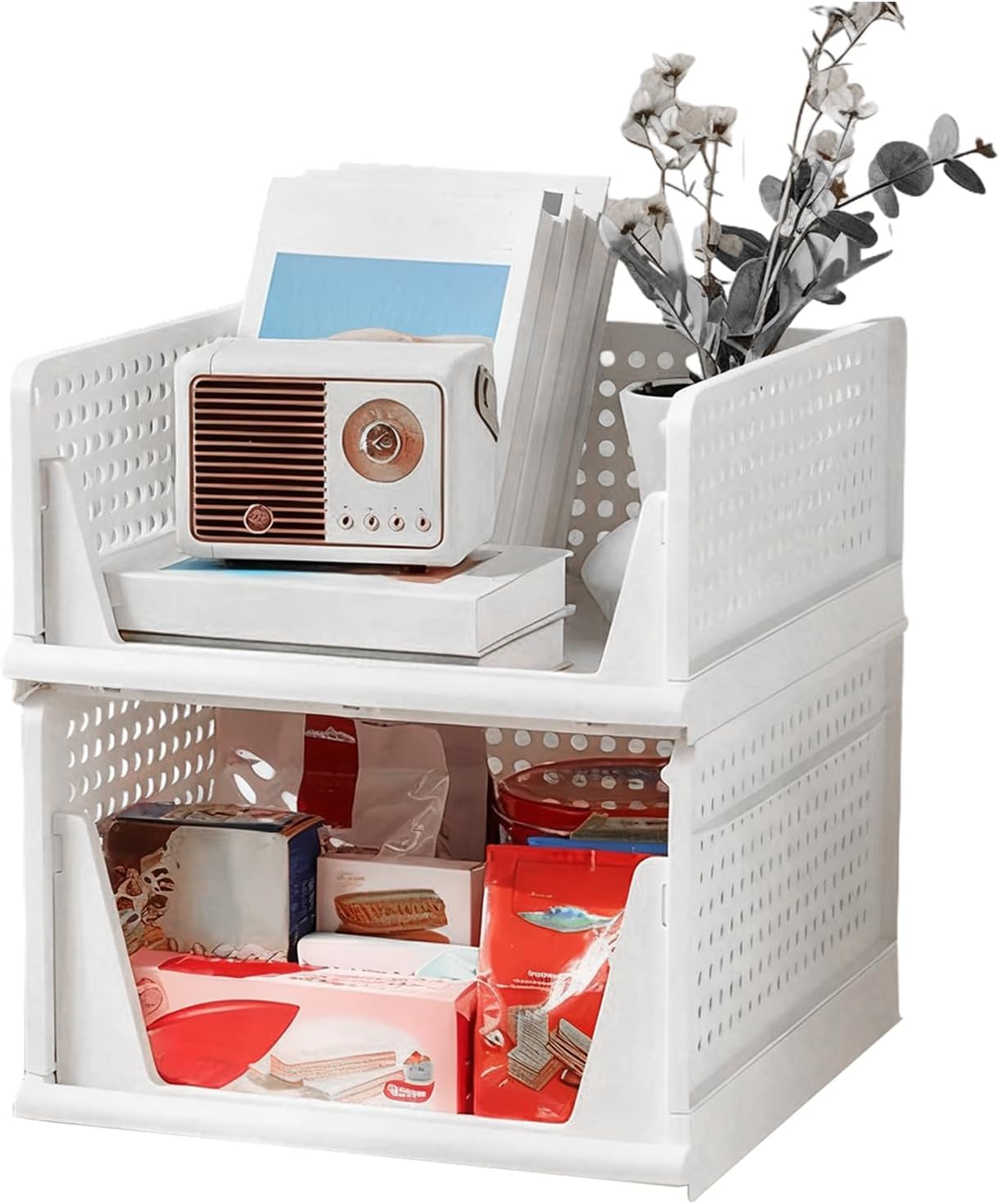 Stackable Closet Organizer, Smooth Sliding Drawers, 2 Pieces, Drawer Storage Box, Closet Storage Containers, Versatile And Stylish Look, For Clothes, Toiletries, Cleaning Supplies, Kitchen Accessories