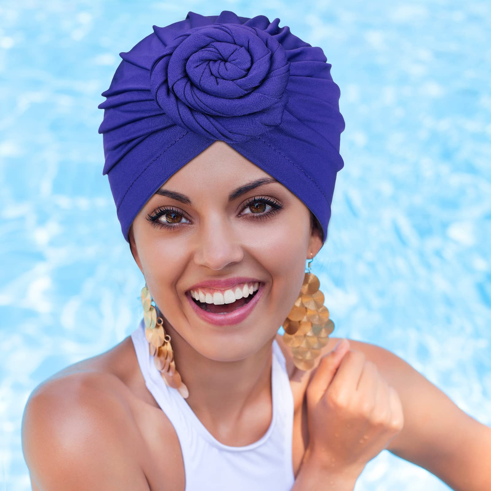 Jeyiour 18 pezzi da donna turbante africano pre-legato cofano copricapo fiore nodo cofano berretto berretto turbante testa avvolge cappello