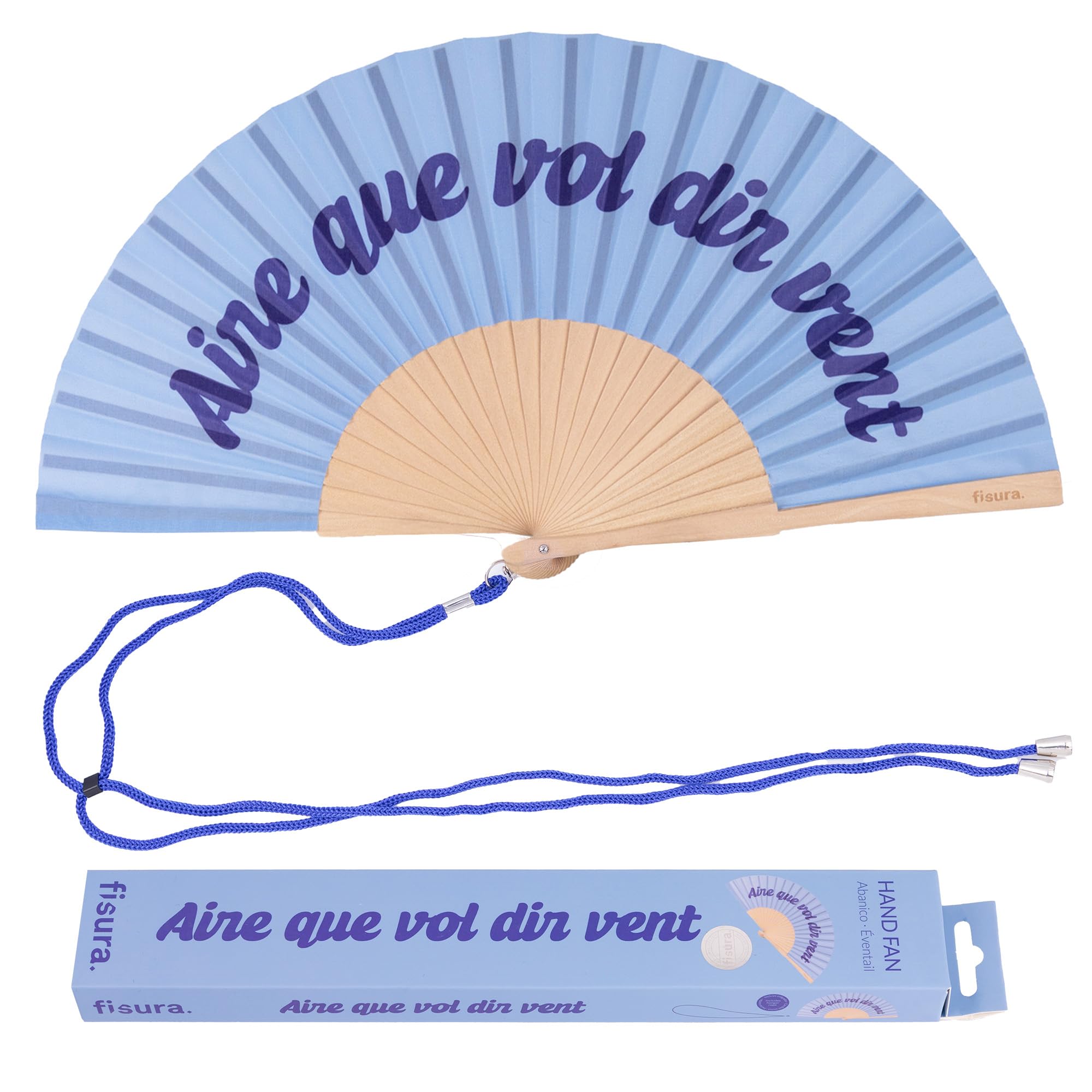 Fisura – Abanico Original con Mensaje “La Vida es Bella”. Abanico de Madera Moderno y Colorido. Ventilador de Mano Amarillo de Rayas. Colgador Incluido. Idea de Regalo Divertida. 42,5 x 23 cm — view 20