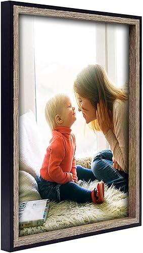 Miniatura 2 de Golden State Art - Colección de marcos de fotos para pared, marco con cristal verdadero., Madera, Gris y negro, 11x14