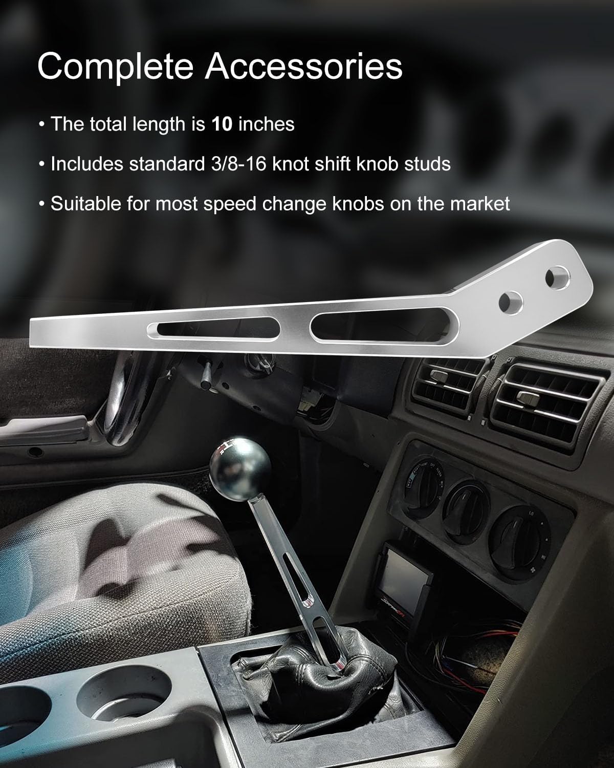 10 Inch Bent Shifter Handle Lever Fits for Tremec T56 T5 T45 Hurst Mustang，Sturdy Aluminum Shifter Handle Lever