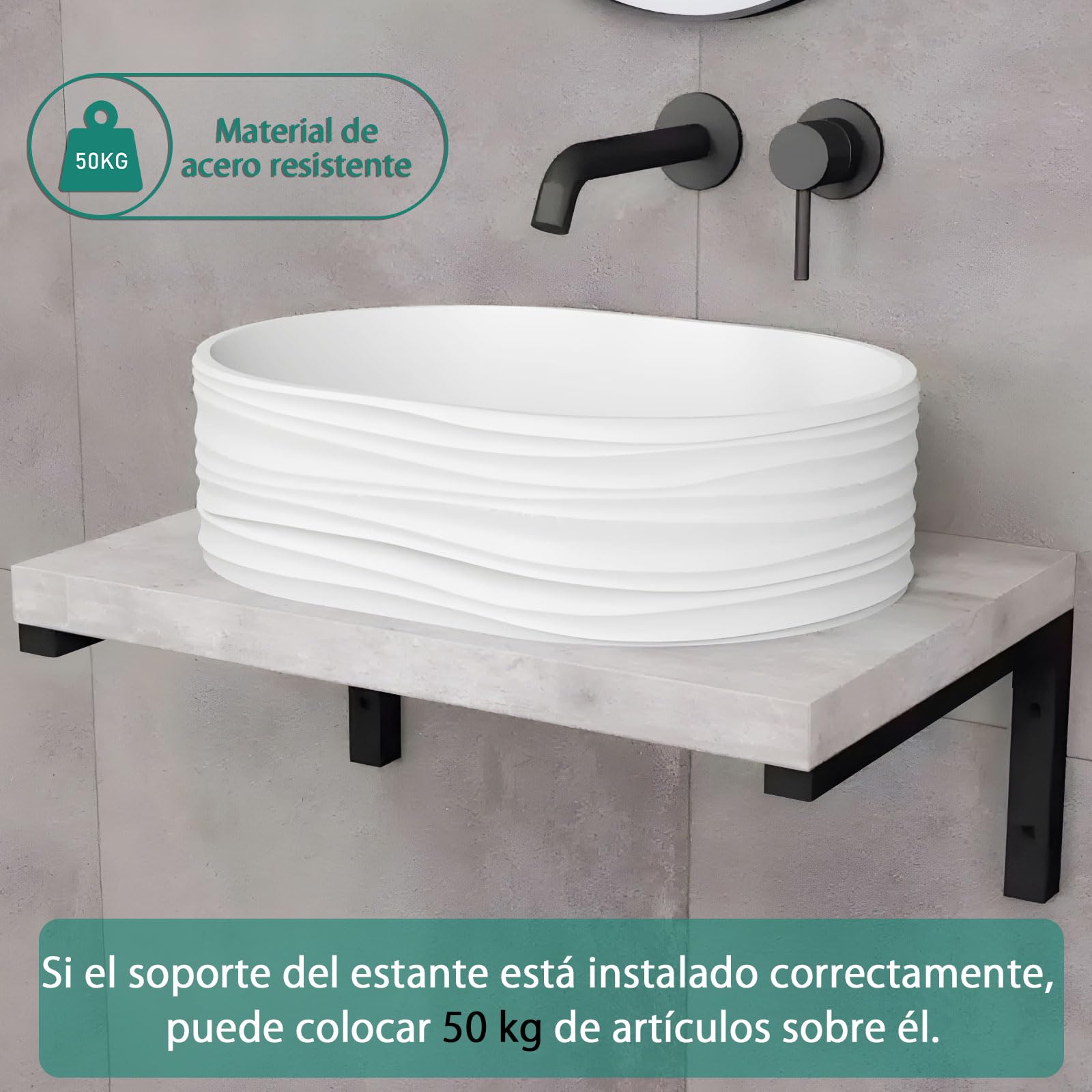 MLOQI 4 Piezas Escuadras para Estanterias, Soportes para Estantes, Escuadras Metalicas de L, Soportes de Pared para Lavabo con Tornillos Capacidad de Carga 50 kg (Negro 20 cm)
