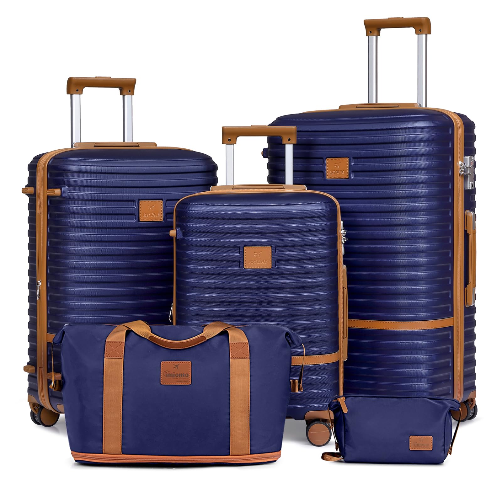 Joyway Juego 5 Maletas ABS, Ruedas 360°, TSA, Bandolera y Bolsa de Viaje | 20% espacio extra, diseño anidable, asa telescópica 3 niveles, cremalleras YKK y compartimentos internos organizados