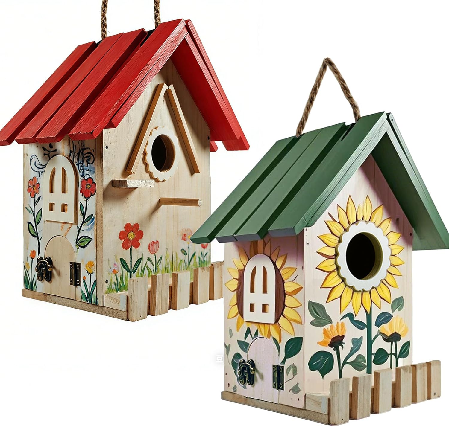 Large Wood Bird Houses for Outside Clearance,Woodworking Adult Crafts & DIY Bird House,Build it Yourself Birdhouse for Adults and Kits to Build, Hanging Birdhouse for Garden Yard Decor Gifts (2 Pack)