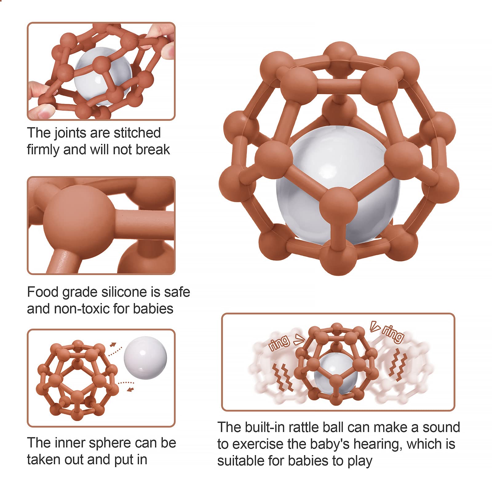 Palline sensoriali per Palla a Mano tattile per Neonati, Palla da Presa per Bambini Giocattolo sensoriale per Bambini Palla da Gioco per dentizione e Presa per Migliorare l'esperienza (Arancia)