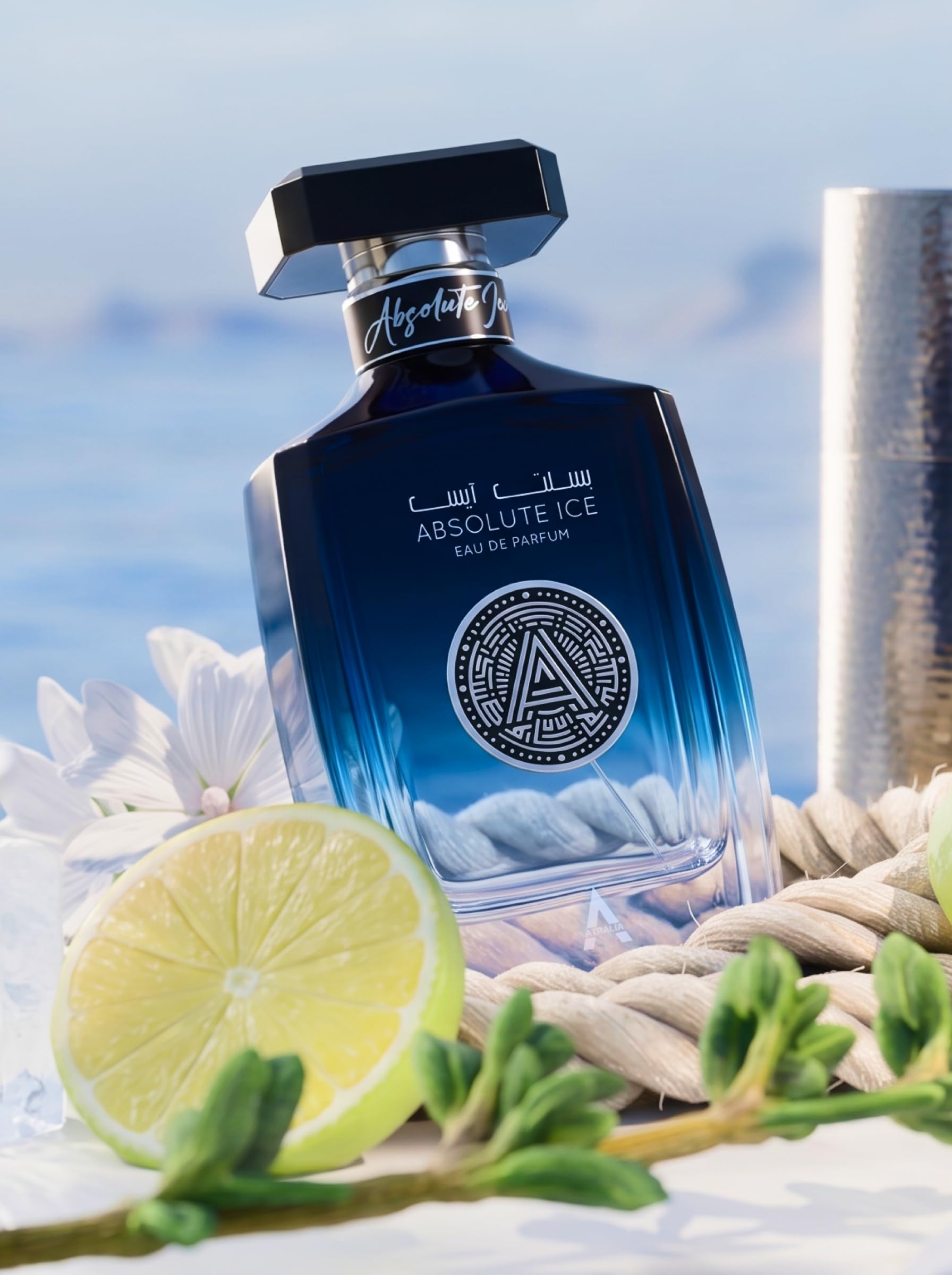 Atralia Absolute Ice Eau de Parfum Spray, 100 ml, fragancia aromática fresca con bergamota, tomillo, anís, geranio, lavandina, azahar y almizcle blanco | Perfume fresco, afrutado, cítrico, audaz