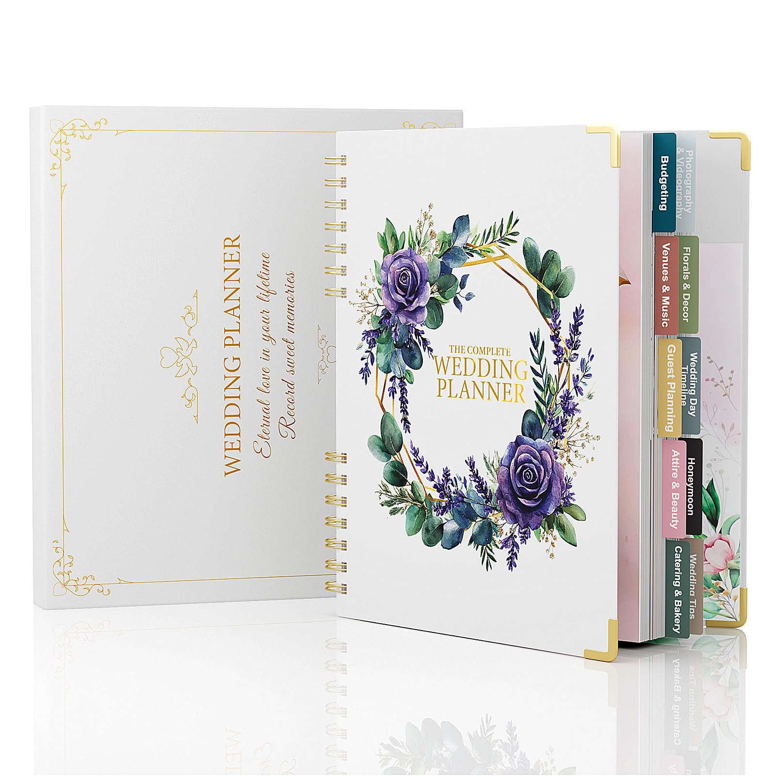 ABC life Wedding Planner Book and Organizer, 10 Sections Notebook Organizer for Bride, Engagement Gifts Binder Calendar with Colorful Stickers,