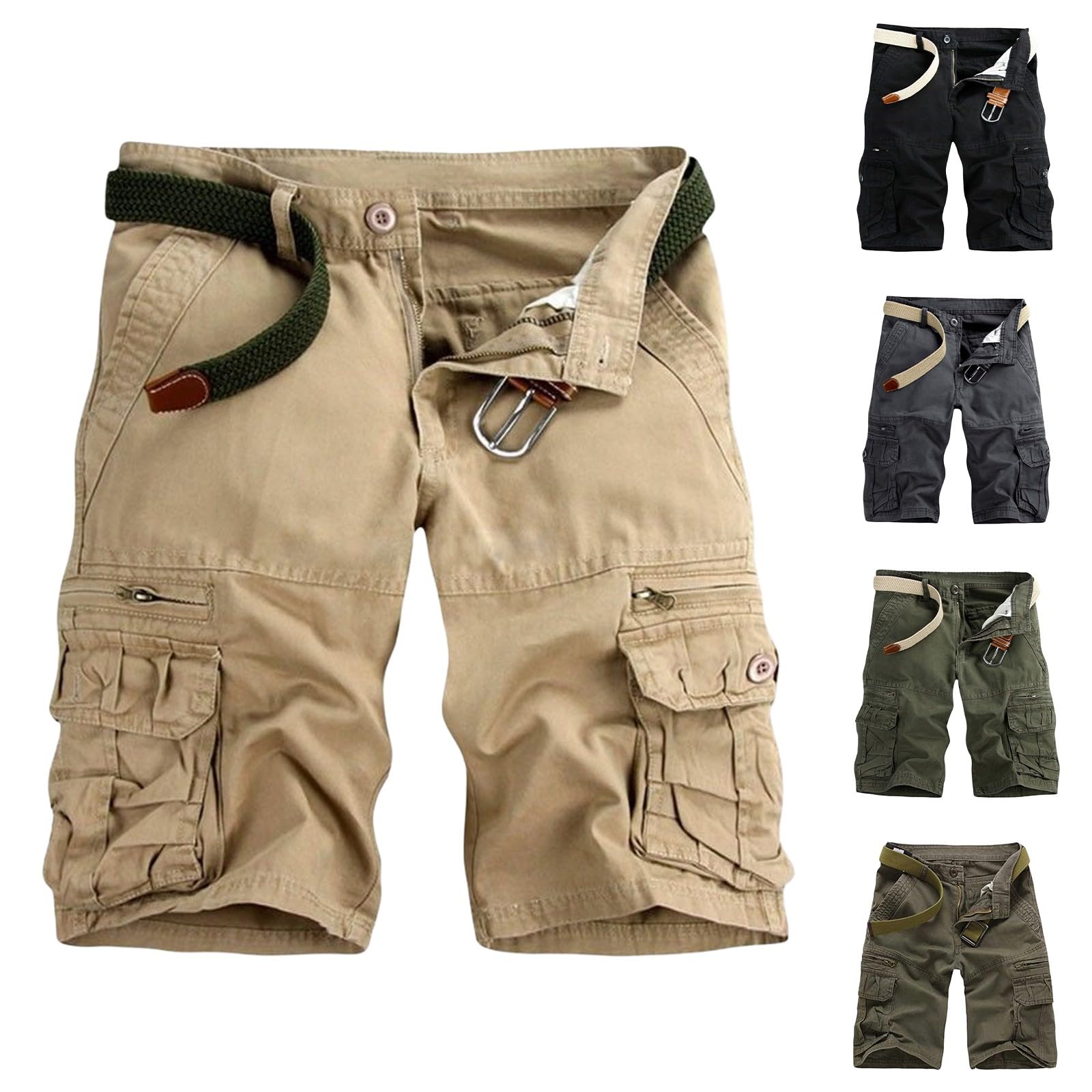 Short de travail en coton stretch avec fermeture éclair pour homme