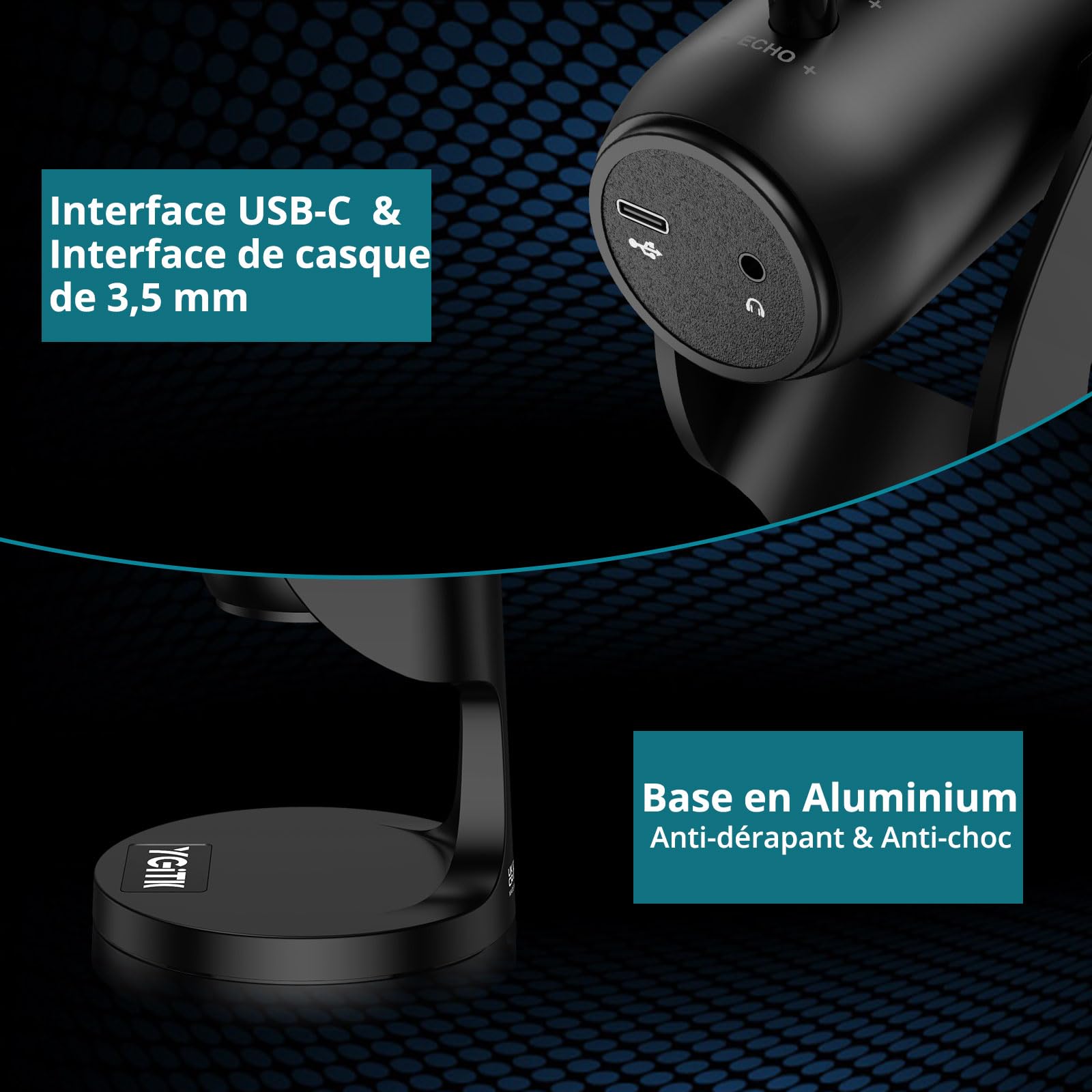 Micro USB à Condensateur Cardioïde avec Contrôle du Volume Microphone USB Micro PC & Mac Micro Gaming Condensateur pour Live, Enregistrement, Gaming, Podcast, Streaming