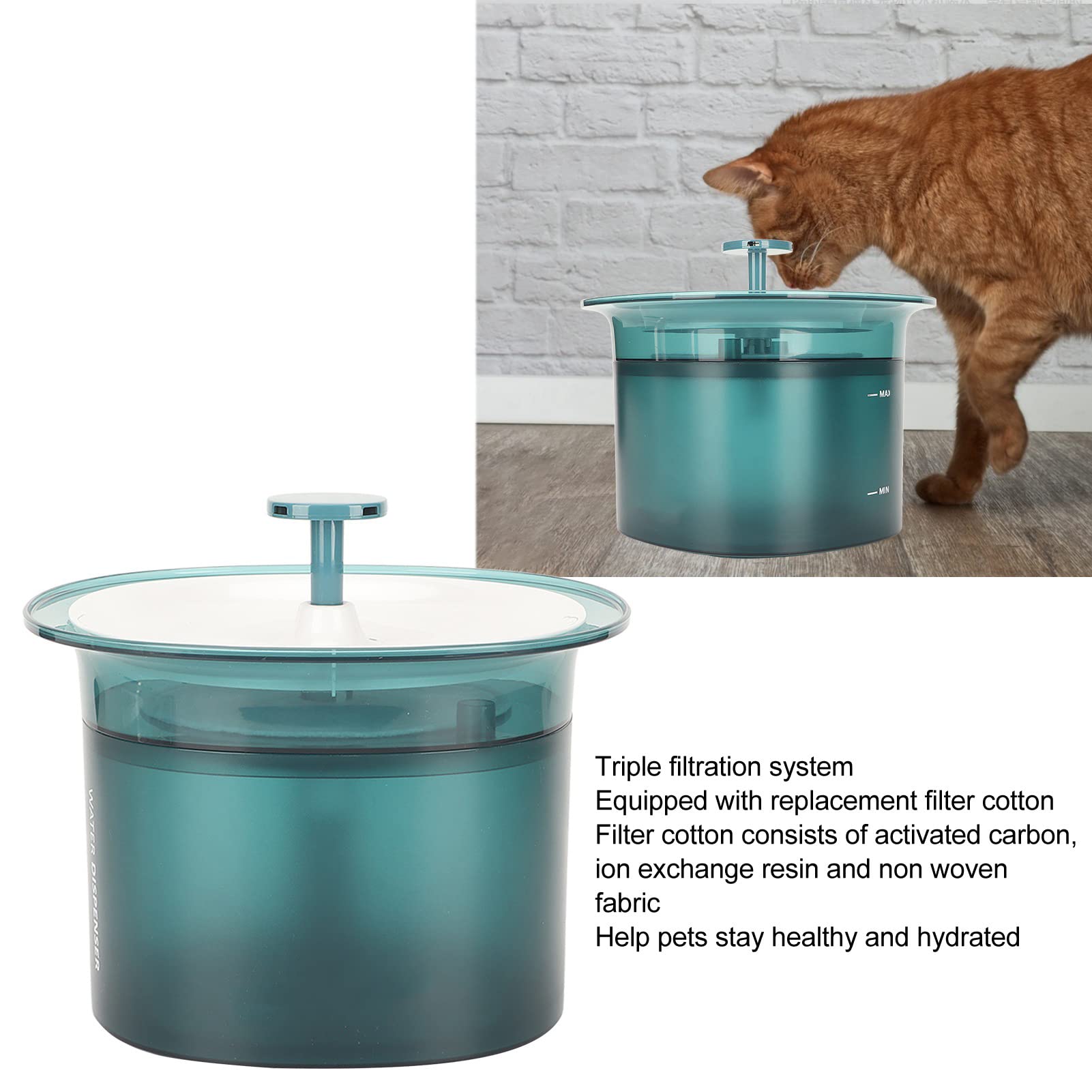 Fuente de Agua para Mascotas 2L Gran Capacidad 3 Filtrado Fuente de Agua para Gatos silenciosa con Bomba de Agua Inteligente para Gatito