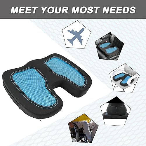 Miniatura 3 de CAR-GRAND Macaron - Cojín de gel para asiento de coche, gel y espuma viscoelástica para coxis, ideal para oficina, vehículos, hogar, coche, silla de