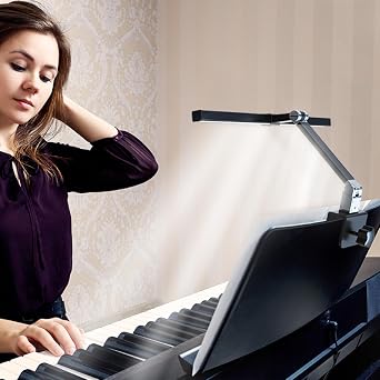 Melodia Pro 18.9' Music Stand Clip On Lamp: Modern, 3000K~6500K CCT Adjustable, Dimmable, Foldable, 10W LED, Eye Protection, for Piano, Sheet Music, Guitar, Voilin, Orchestra, Podium