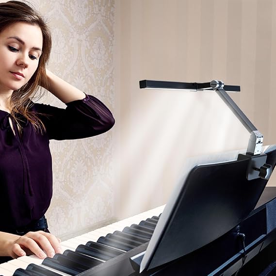 Melodia Pro 18.9' Music Stand Clip On Lamp: Modern, 3000K~6500K CCT Adjustable, Dimmable, Foldable, 10W LED, Eye Protection, for Piano, Sheet Music, Guitar, Voilin, Orchestra, Podium