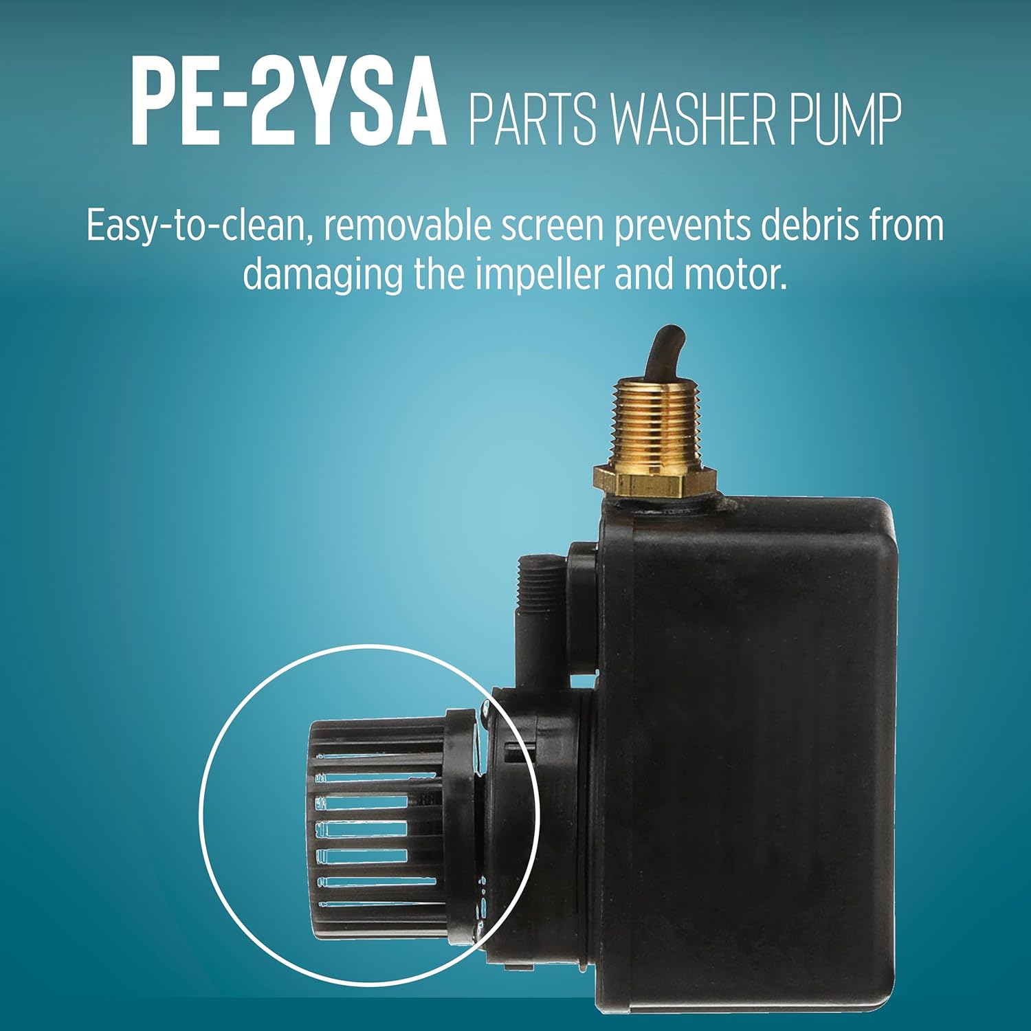 Little Giant PE-2YSA 115V, 1/40 HP, 300 GPH Polyester Submersible Parts Washer Pump with Conduit Fitting for Aqueous Solutions or UL-listed Solvents with 6-Ft. Plugless Power Cord, Black, 518550