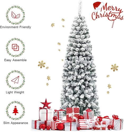 Miniatura 143 de Goplus - Árbol de Navidad artificial cónico de 6 pies, 340 puntas de rama, agujas de cloruro de polivinilo premium, delgado con soporte de metal